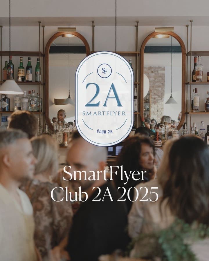SmartFlyer Club 2A 2025 badge over a crowd of guests